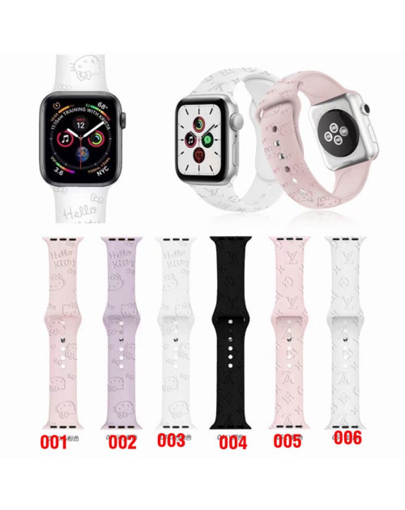 ルイヴィトン Apple watch ULTRA2 9 8 SE2 ultraバンドハイブランド iwatch 7 6 SE 5 4 3 2代ベルト腕時計ストラップハローキティアップルウォッチバンドシリコン耐摩擦お洒落人気