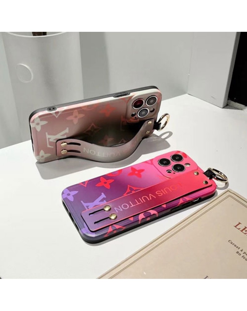 ルイヴィトン iphone16pro/15 pro/14 pro max/14 plusケースハンドベルト付きアイフォン13/13 pro maxケースグラデーションvuitton iphone12/12 pro max/11 pro maxケースお洒落モノグラムtpu製ソフト耐衝撃
