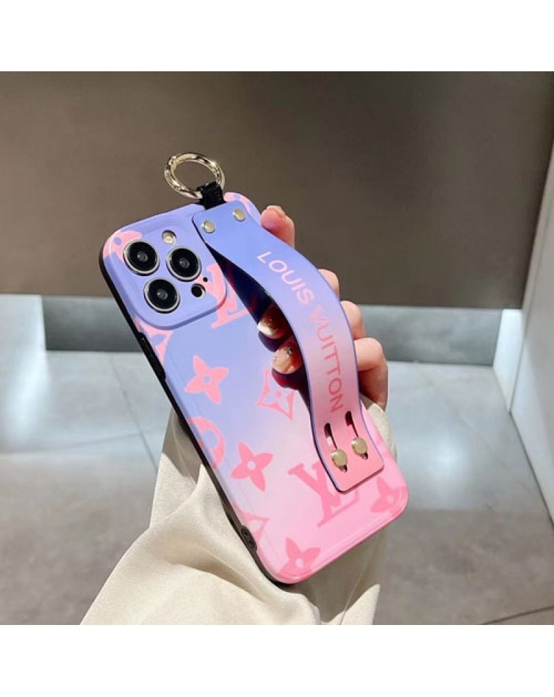 ルイヴィトン iphone16pro/15 pro/14 pro max/14 plusケースハンドベルト付きアイフォン13/13 pro maxケースグラデーションvuitton iphone12/12 pro max/11 pro maxケースお洒落モノグラムtpu製ソフト耐衝撃