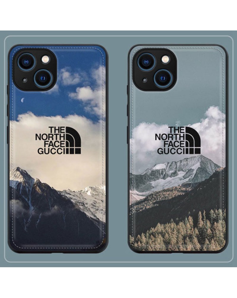 グッチ the north face iphone14/14 plus/14 pro maxケースブランド iphone13/13 pro max/13 proカバー雪山ザノースフェイス galaxy s22 ultra/s21+/s20+ケースお洒落人気iphone12/12 promax/11カバー合革耐摩擦