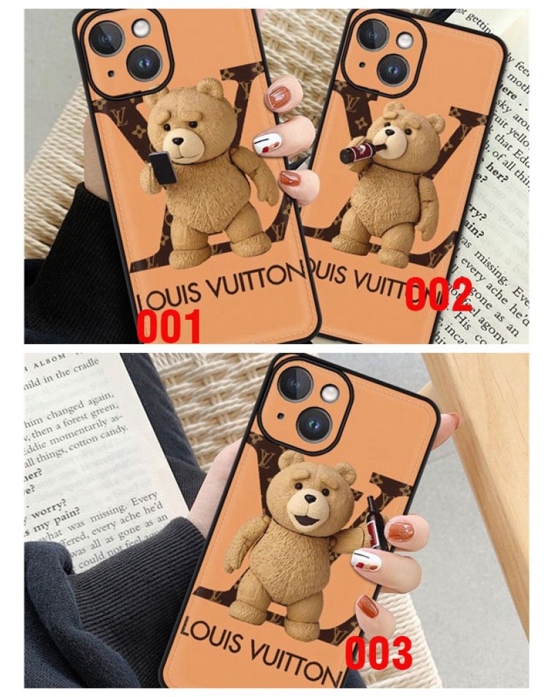 ルイヴィトン iphone16pro/15 pro max/14 pro/14 plus/14 pro maxケースブランド iphone13 pro/12 pro max/11ケース vuitton galaxy s24/A54/A53/s23ultra/s22 ultra/s21+/s20+ケース個性クマ付き保護性人気潮流ファッション