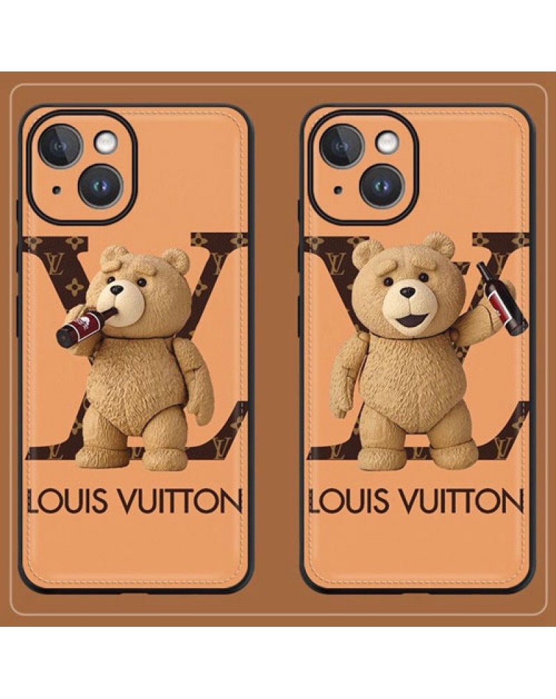 ルイヴィトン iphone16pro/15 pro max/14 pro/14 plus/14 pro maxケースブランド iphone13 pro/12 pro max/11ケース vuitton galaxy s24/A54/A53/s23ultra/s22 ultra/s21+/s20+ケース個性クマ付き保護性人気潮流ファッション