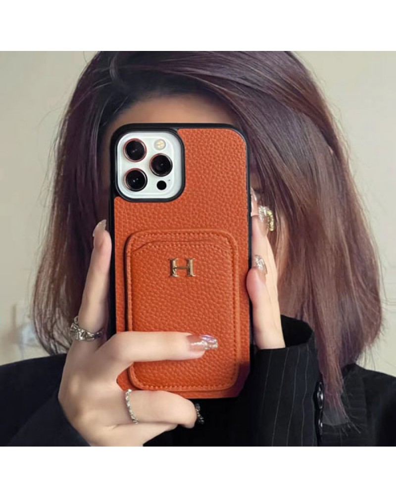 HERMES iphone16 pro/15pro max/14/14 pro/14 plus/14 pro maxケースエルメスアイフォン13/13 pro maxケースカード入れ高級感iphone12/12 pro max/11 pro maxケースブランド革製男女兼用革製保護性