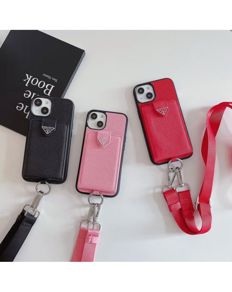 prada プラダ iphone16 pro/15 pro//14 pro/14 plus/14 pro maxケースカード入れ アイフォン13/13 pro maxケースブランド iphone12/12 pro maxケース 高級人気iphone11 pro maxカバーショルダー携帯便利保護性紛失防止
