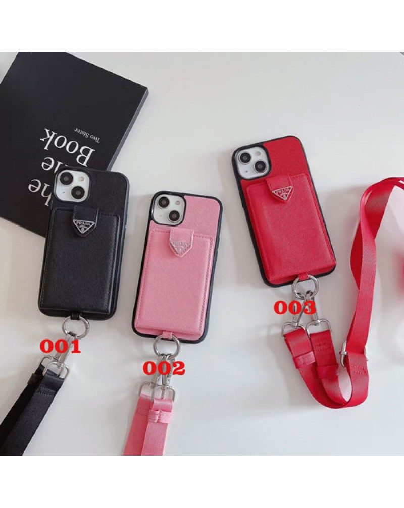 prada プラダ iphone16 pro/15 pro//14 pro/14 plus/14 pro maxケースカード入れ アイフォン13/13 pro maxケースブランド iphone12/12 pro maxケース 高級人気iphone11 pro maxカバーショルダー携帯便利保護性紛失防止