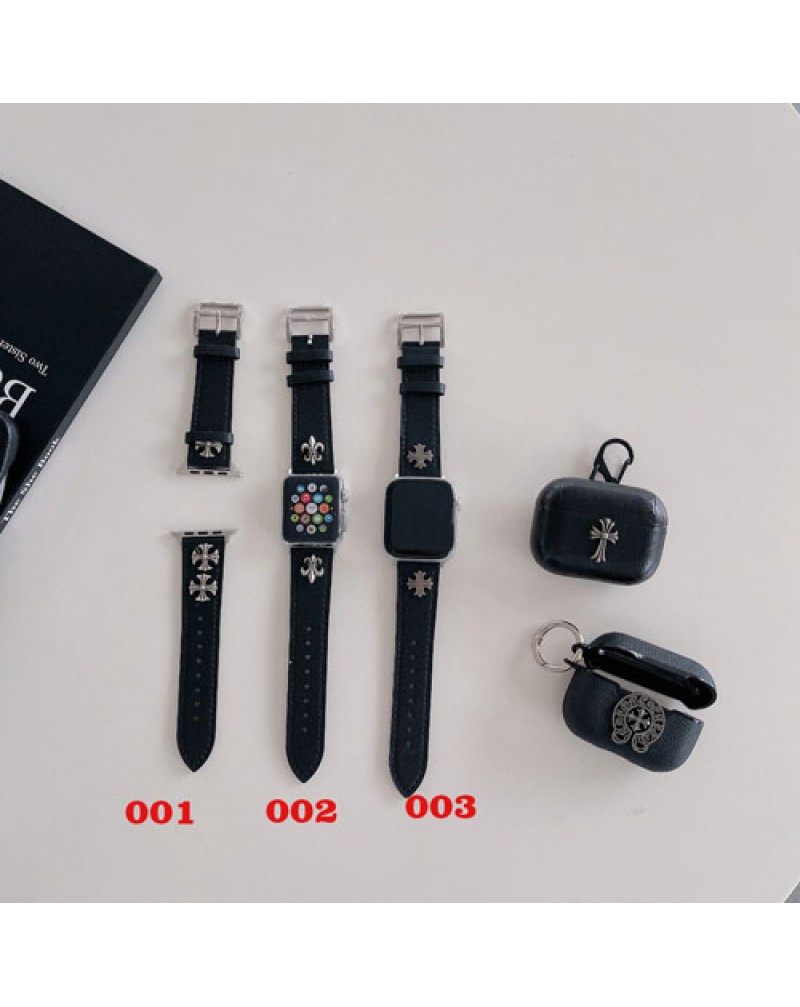 クロムハーツ Apple watch8替えバンド個性chrome hearts iwatch ultra SE2 7 6 SE 5 4 3 2代ベルト潮流PUレザー製アップルウォッチバンドブランド男女兼用高級ファッション