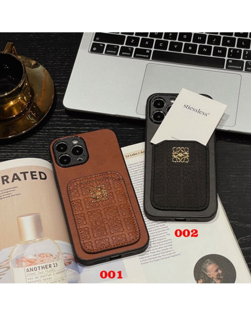 ロエベ iphone16 pro/15 pro/14/14 pro maxケースカード入れ loewe iphone14plus保護ケース人気iphone13proカバーブランドアイフォン12 pro maxケース高級感耐摩擦アイフォン11ケース