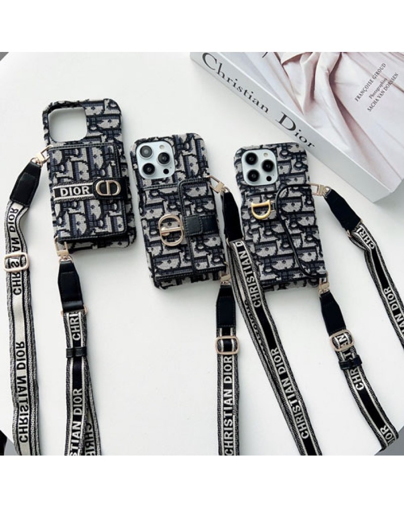 ディオール iphone16/16 pro/15 Pro/14pro保護ケースiphone14pro maxケースdior iphone14plusカバーカード入れアイフォン13pro刺繍ケースショルダーiphone12pro/11pro maxケース高級感人気耐摩擦