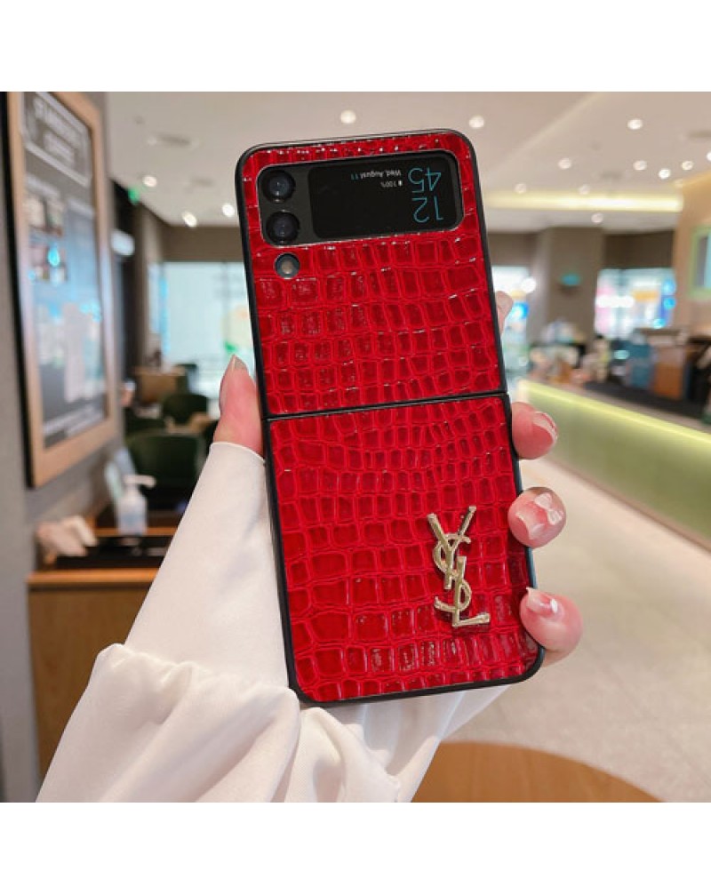 サンローラン Galaxy Z Flip6/Z Flip5/z flip4ケース galaxy Z Fold6/z flip3 5GケースYSL Galaxy z fold4ケース折りたたみ ハイブランドgalaxy z fold3ケース高級感ギャラクシーzフリップ4ケースワニ紋レザー製耐摩擦