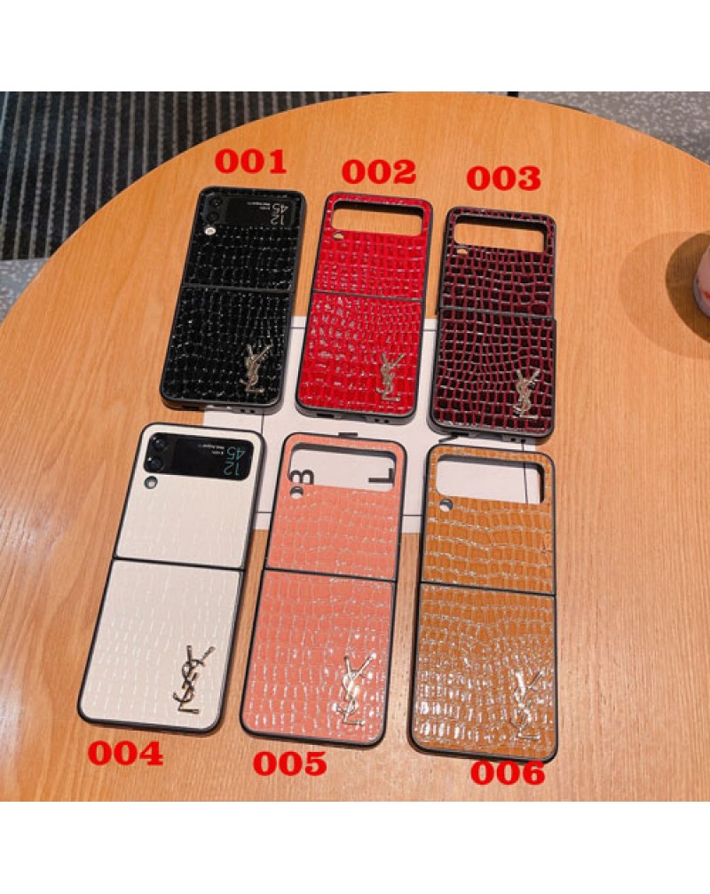 サンローラン Galaxy Z Flip6/Z Flip5/z flip4ケース galaxy Z Fold6/z flip3 5GケースYSL Galaxy z fold4ケース折りたたみ ハイブランドgalaxy z fold3ケース高級感ギャラクシーzフリップ4ケースワニ紋レザー製耐摩擦