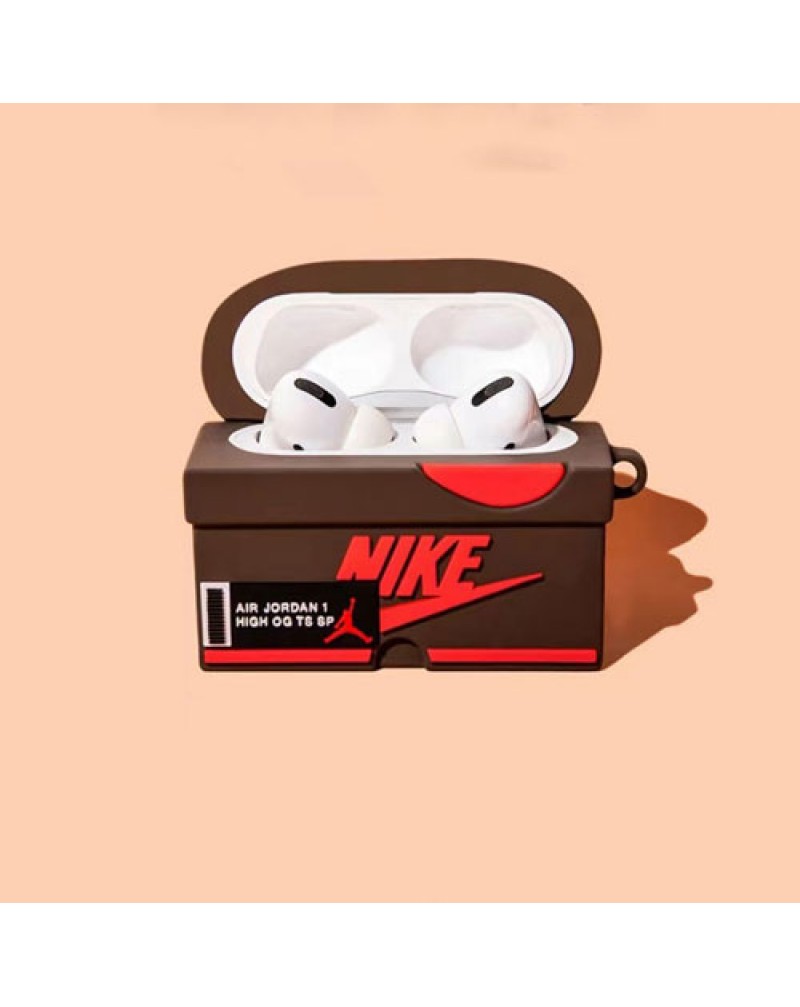 ジョーダンナイキ Airpods proケース靴ボックスモデル airpods 3世代ケース NIKE airpods 2世代/1世代ケース個性スポーツ風エアーポッズプロケースjordanシリコン耐震落下防止黄変なし