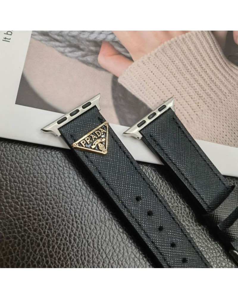 プラダ apple watch10/9/ultra2バンド prada iwatch ultra 8 SE2 7 6 SE 5 4 3 2代ベルトレザー製高級簡約アップルウォッチバンドブランド iwatch8交換バンド時計ベルト男女兼用人気