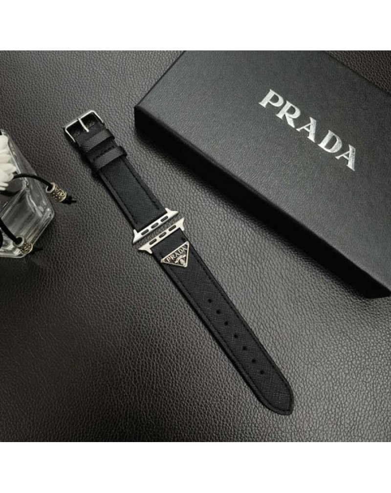 プラダ apple watch10/9/ultra2バンド prada iwatch ultra 8 SE2 7 6 SE 5 4 3 2代ベルトレザー製高級簡約アップルウォッチバンドブランド iwatch8交換バンド時計ベルト男女兼用人気