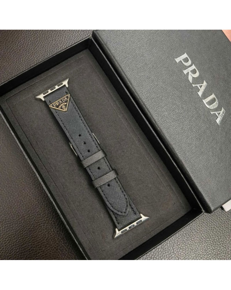 プラダ apple watch10/9/ultra2バンド prada iwatch ultra 8 SE2 7 6 SE 5 4 3 2代ベルトレザー製高級簡約アップルウォッチバンドブランド iwatch8交換バンド時計ベルト男女兼用人気