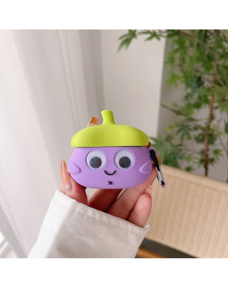ナスゴーヤ Airpods pro2ケースお洒落airpods proケース可愛いシリコンairpods 3世代ケースエアーポッズ2世代ケース全面保護耐衝撃携帯便利イヤホンケース