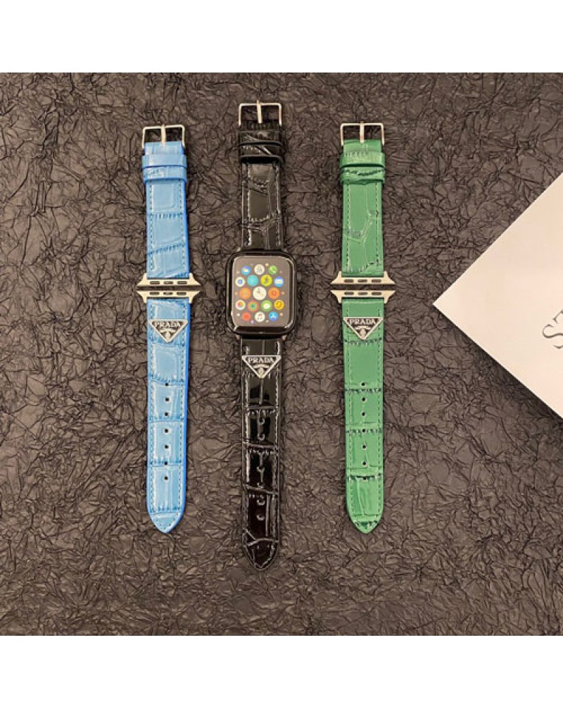 プラダapple watch 10 9 ultra2ケースハイブランドiwatch 8 SE2 7 6 SE代ベルトprada iwatch  5 4 3 2バンド アップルウォッチバンドお洒落高級感ワニ紋レザー製お洒落大人気