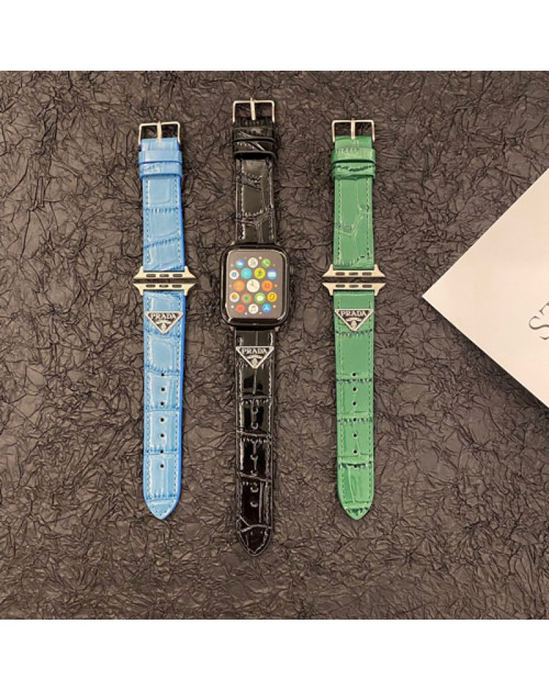 プラダapple watch ultraケースハイブランドiwatch 8 SE2 7 6 SE代ベルトprada iwatch  5 4 3 2バンド アップルウォッチバンドお洒落高級感ワニ紋レザー製お洒落大人気