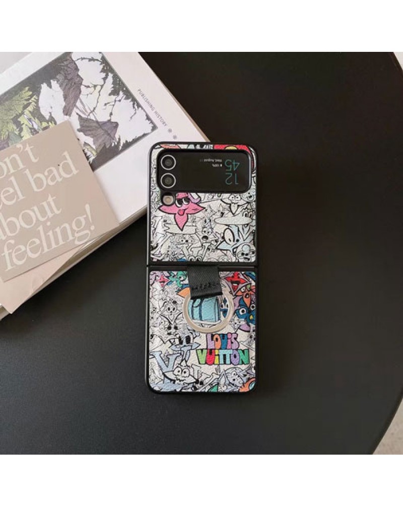 ルイビトン Galaxy Z flip6/z flip5/z flip4ケース折り畳みハイブランド galaxy z flip3ケース個性落書きギャラクシーz flip5ケース予約vuitton Galaxy zフリップ4ケース高級ファッションお洒落