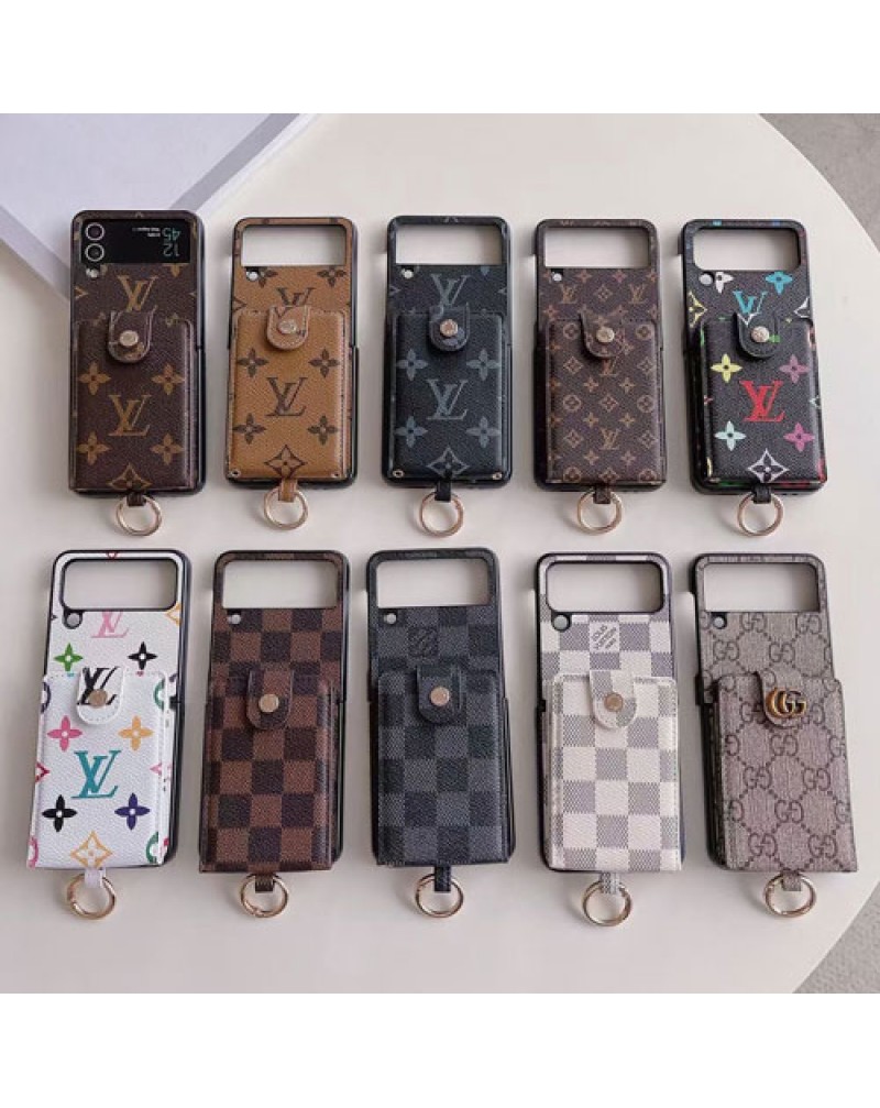 ルイヴィトン Galaxy Z Flip6/z flip5ケースハイブランド Galaxy Z Fold6/z fold5スマホケースモノグラムダミエ galaxy z flip4保護カバー ギャラクシーzflip3 zfold3ケースカード入れ折り畳み galaxy z fold4ケースビジネス風レザー製リング付き