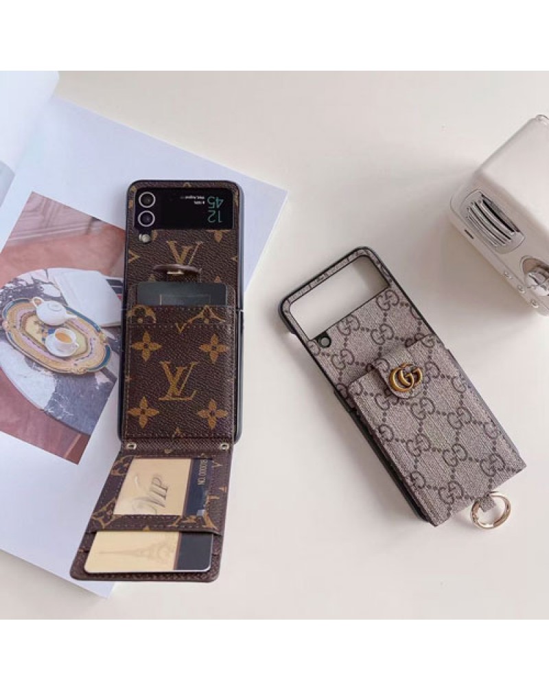 ルイヴィトン Galaxy Z Flip6/z flip5ケースハイブランド Galaxy Z Fold6/z fold5スマホケースモノグラムダミエ galaxy z flip4保護カバー ギャラクシーzflip3 zfold3ケースカード入れ折り畳み galaxy z fold4ケースビジネス風レザー製リング付き