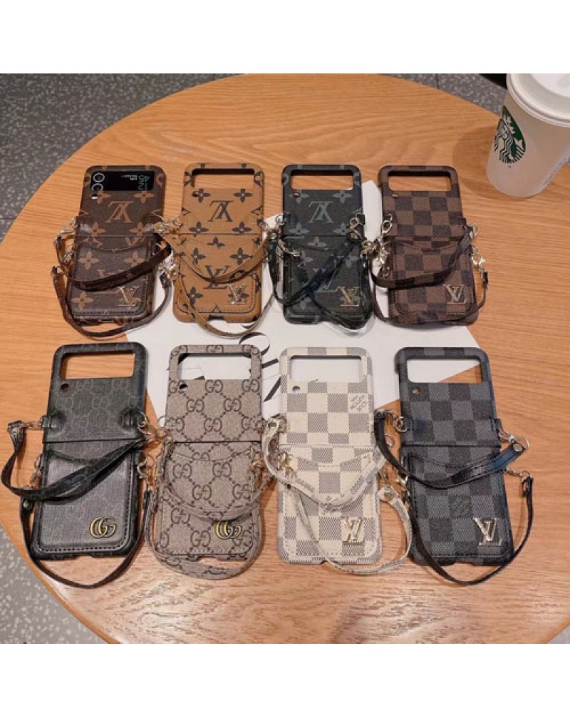 ルイヴィトン galaxy Z flip6/z flip4/z flip5/ケースハイブランド galaxy zflip3ケース折り畳みグッチギャラクシーzフリップ4ケースお洒落モノグラムファッションビジネス風レザー製耐衝撃
