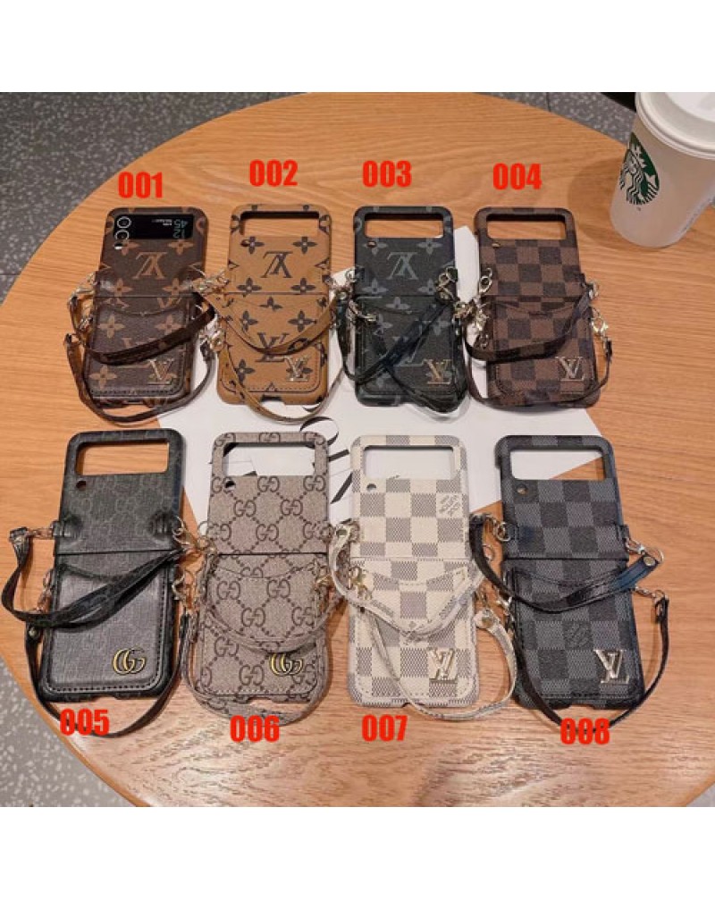 ルイヴィトン galaxy Z flip6/z flip4/z flip5/ケースハイブランド galaxy zflip3ケース折り畳みグッチギャラクシーzフリップ4ケースお洒落モノグラムファッションビジネス風レザー製耐衝撃