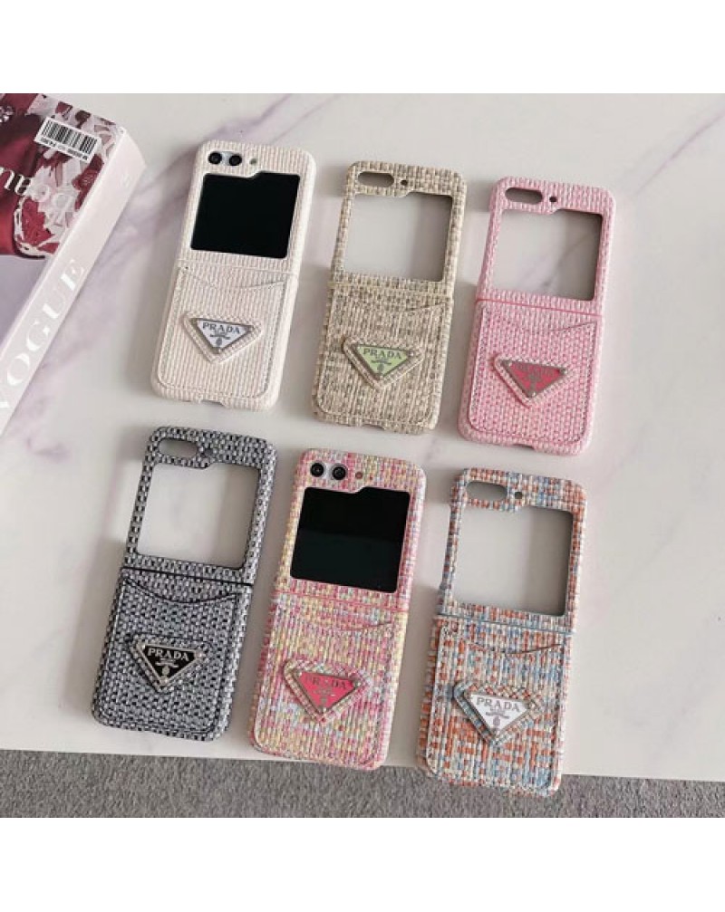 プラダ Galaxy Z flip6/z flip5ケース折り畳みブランド galaxy z flip4保護ケースカード入れ高級prada galaxy z flip3カバー 超人気ギャラクシーzフリップ4ケース男女向けファッション耐摩擦