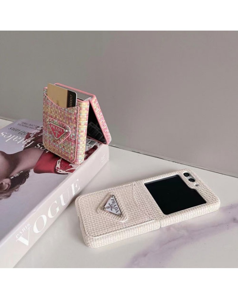 プラダ Galaxy Z flip6/z flip5ケース折り畳みブランド galaxy z flip4保護ケースカード入れ高級prada galaxy z flip3カバー 超人気ギャラクシーzフリップ4ケース男女向けファッション耐摩擦