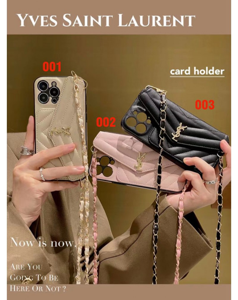 YSL iphone15 proケースショルダー サンローラン iphone14pro max携帯ケースカード収納高級アイフォン13pro maxカバーブランド iphone12 proケース女性人気優雅お洒落レザー製耐摩擦