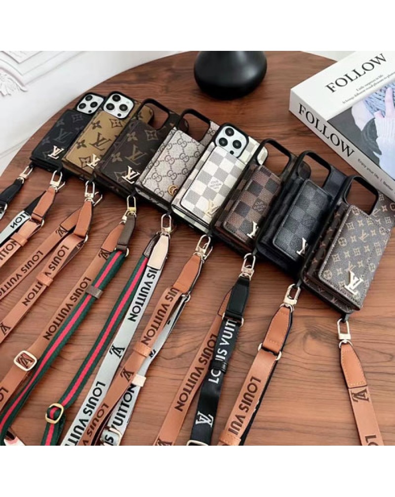 ルイヴィトン iphone16 pro/15 proケースハイブランド iphone14pro max保護ケースカード入れショルダールイビトン iphone13proカバーvuitton iphone12pro maxケースレザーモノグラムダミエ付きお洒落高級感