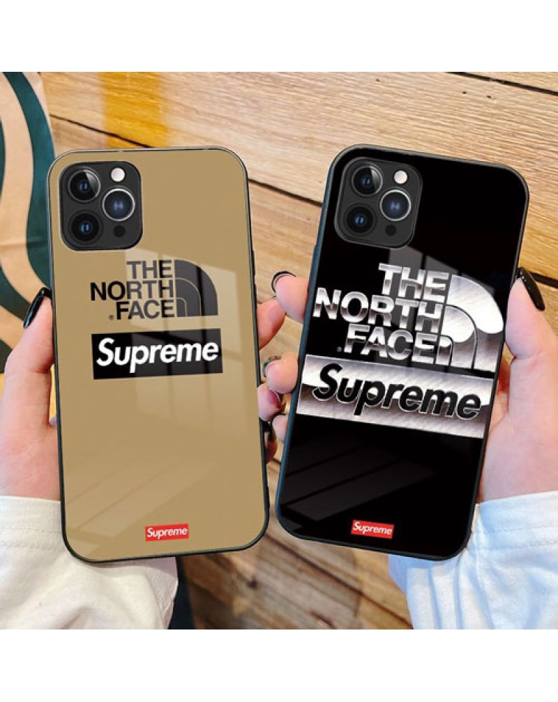SUPREME THE NORTH FACE iphone15pro maxケースガラス iphone14pro携帯ケースシュプリームザノースフェイス iphone13proカバー Galaxy s23ultra/s22 ultraスマホケース潮流個性爆人気