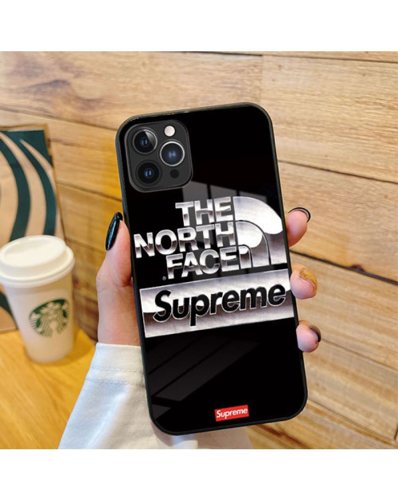 SUPREME THE NORTH FACE iphone15pro maxケースガラス iphone14pro携帯ケースシュプリームザノースフェイス iphone13proカバー Galaxy s23ultra/s22 ultraスマホケース潮流個性爆人気