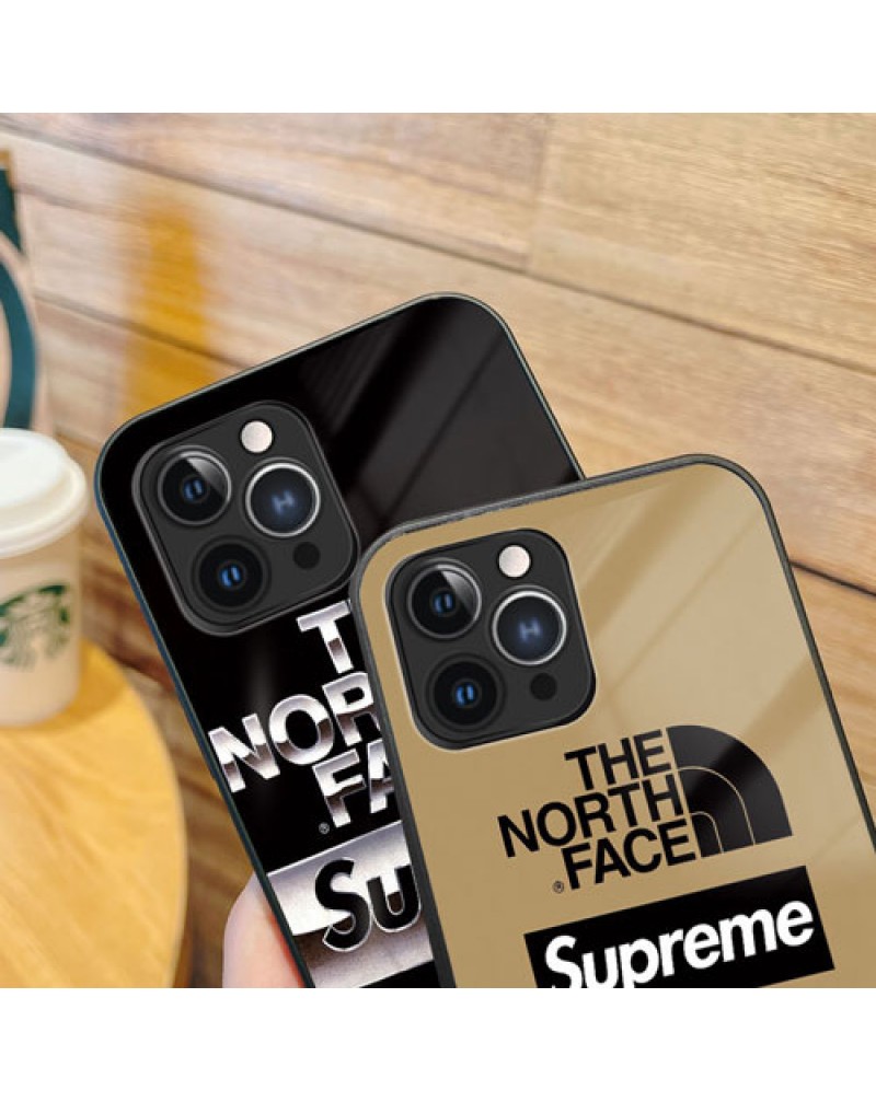 SUPREME THE NORTH FACE iphone15pro maxケースガラス iphone14pro携帯ケースシュプリームザノースフェイス iphone13proカバー Galaxy s23ultra/s22 ultraスマホケース潮流個性爆人気