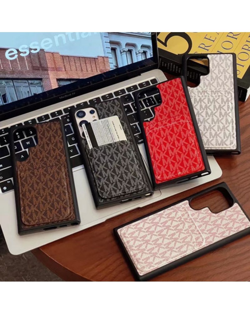 MK galaxy s25/s24/s23 ultra保護ケースマイケルコース Galaxy s22 ultraスマホケースカード入れ ギャラクシー note20 ultra保護ケース欧米風 iphone15pro 14pro maxケースマイケルコース高級革製