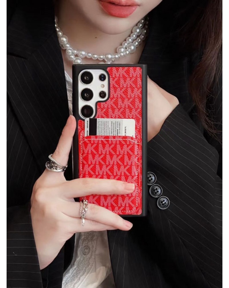MK galaxy s25/s24/s23 ultra保護ケースマイケルコース Galaxy s22 ultraスマホケースカード入れ ギャラクシー note20 ultra保護ケース欧米風 iphone15pro 14pro maxケースマイケルコース高級革製