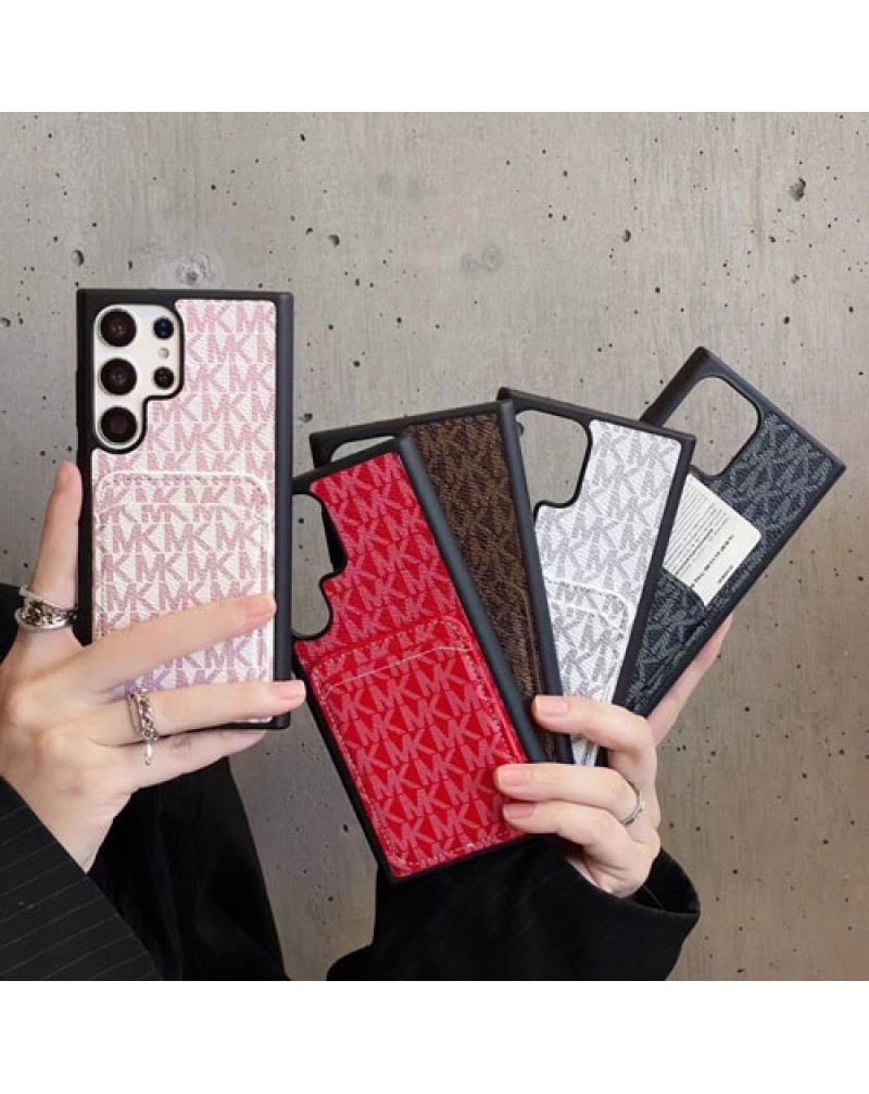 MK galaxy s25/s24/s23 ultra保護ケースマイケルコース Galaxy s22 ultraスマホケースカード入れ ギャラクシー note20 ultra保護ケース欧米風 iphone15pro 14pro maxケースマイケルコース高級革製