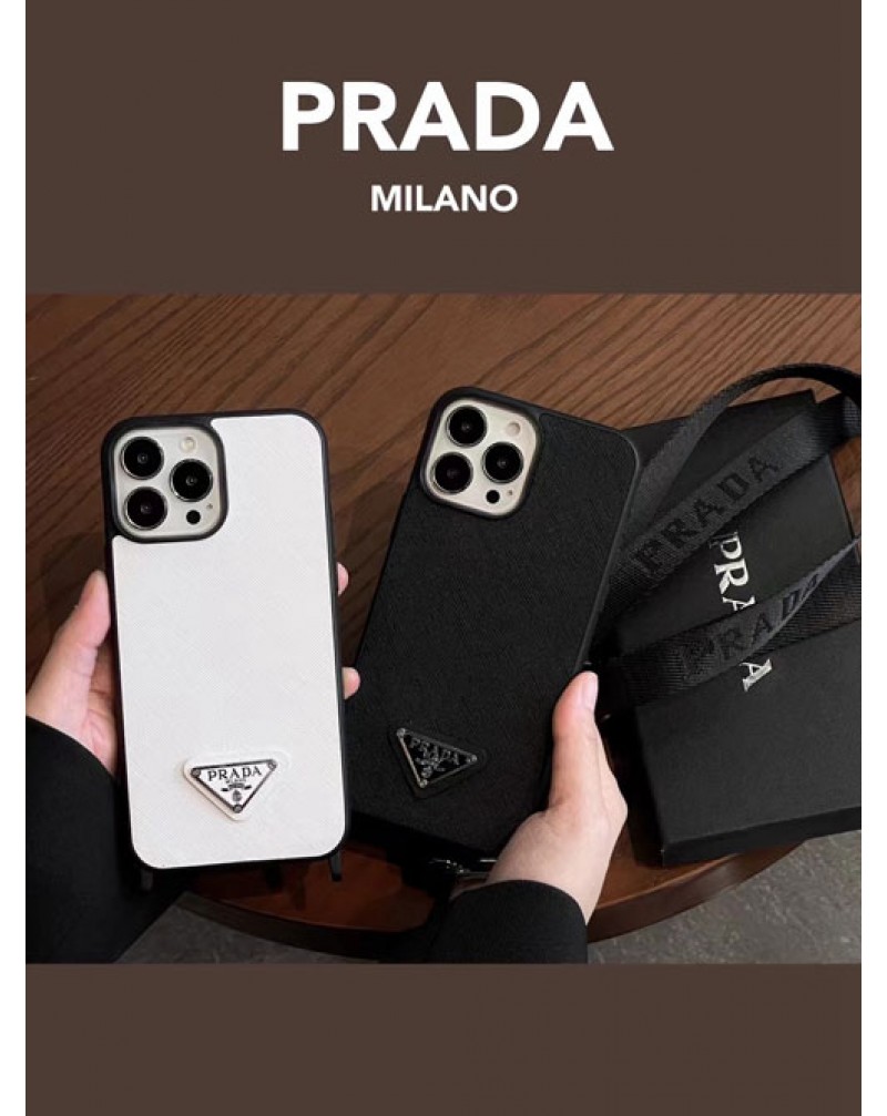 プラダ iphone15proケースショルダー iphone14 pro max保護ケース ブランド prada iphone15plusケース簡約高級 iphone13pro携帯ケース男女兼用アイフォン12proケース大人気