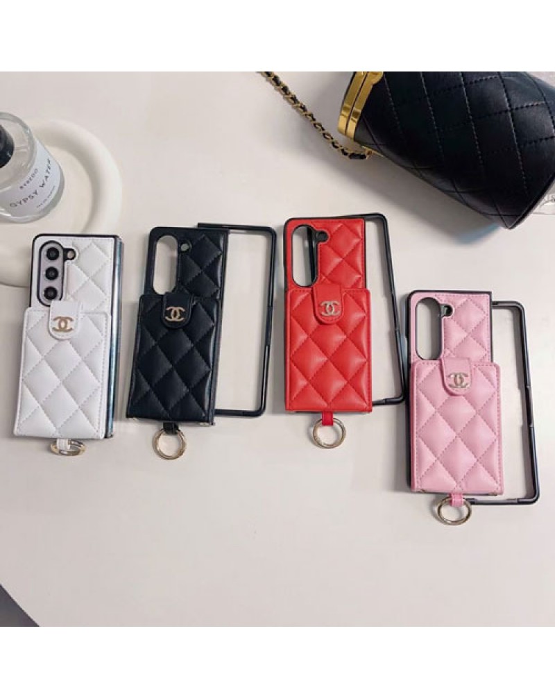 シャネル Galaxy Z Flip6/z flip5ケース折畳みカード入れギャラクシーz fold5/Z Fold6ケース小香風お洒落 galaxy z flip4 zfold4ケースショルダー高級感ギャラクシーz flip3 zfold3スマホケース大人気