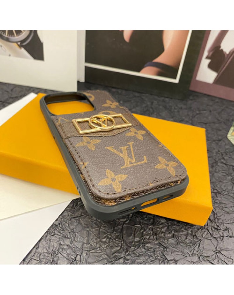 ルイヴィトン iphone15 pro max保護ケースカード収納vuitton iphone15proケースビジネス風アイフォン14proケースルイビトン galaxy s23 s22 ultraケースレザー製高級感