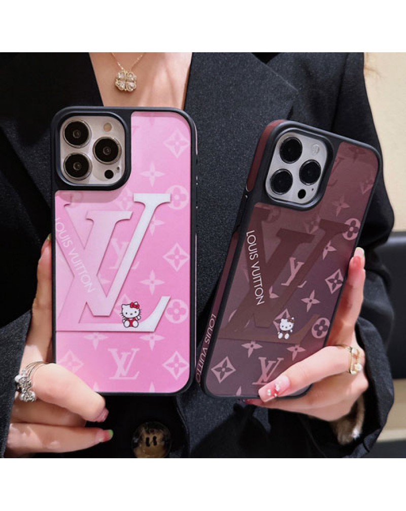 ルイヴィトン iphone15 pro max保護ケースブランド iphone15proカバーvuitton iphone13pro max保護ケースルイビトンiphone14 proケース可愛いhello kitty付きお洒落