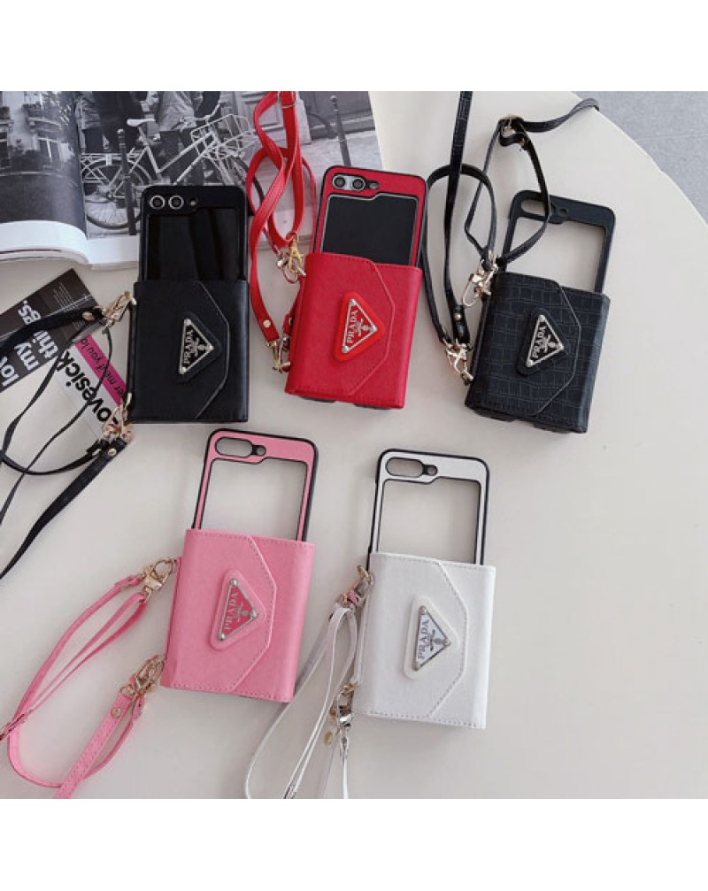 プラダ Galaxy Z flip6/z flip5ケース折畳みカード入れギャラクシーZ fold6/z fold5ケースショルダー PRADA Galaxy z flip4 zfold4スマホケース galaxy z flip3 zfold3ケース革製高級簡約