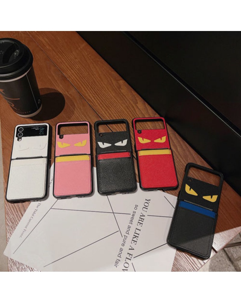 フェンデイ Galaxy Z Flip6/z flip5ケース折畳み大き目ギャラクシーz fold5/Z Fold6ケースFENDI Galaxy z flip4 zfold4ケース個性小怪獣付き ギャラクシーz flip3 z fold3スマホケースカード入れお洒落