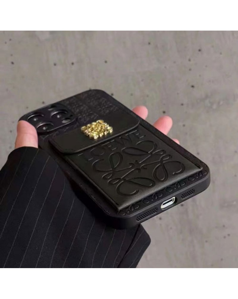 ロエベ iphone16 pro/15 pro maxケースカード入れiphone15 plusケース iphone14 pro保護ケースブランド LOEWE iphone13 pro maxケースアイフォン12 プロケース高級感レザー製耐摩擦