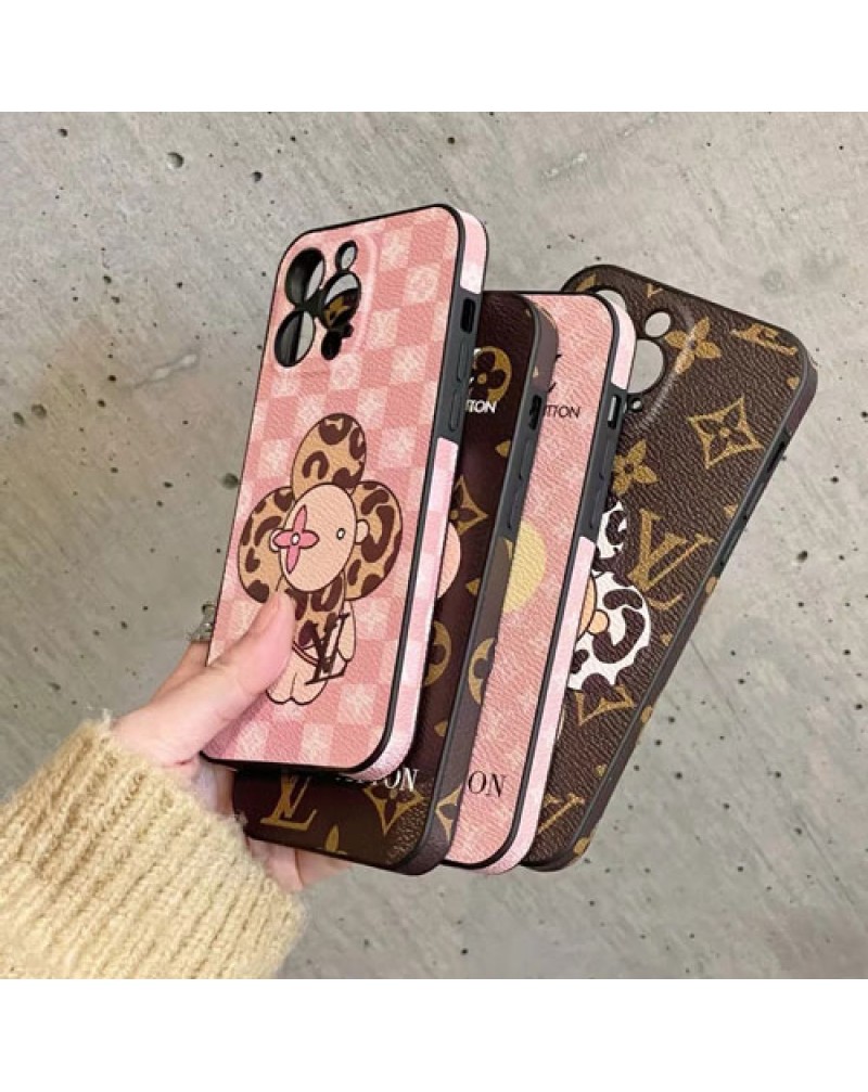 ルイヴィトン iphone15 proケース個性ヒマワリちゃんアイフォン15 プロマックスケースvuitton iphone14 pro携帯ケースルイビトン iphone13pro maxケースレザー製耐摩擦