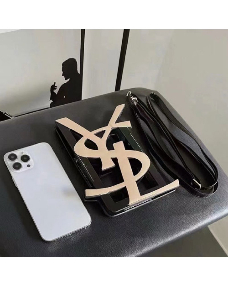サンローラン iphone15proケースショルダーYSLロゴ iphone14pro maxケース可愛い高級iphone13proケース galaxy s23 ultra s24ケース女性向け人気xperia1 VI/1V 5V 10Vケース