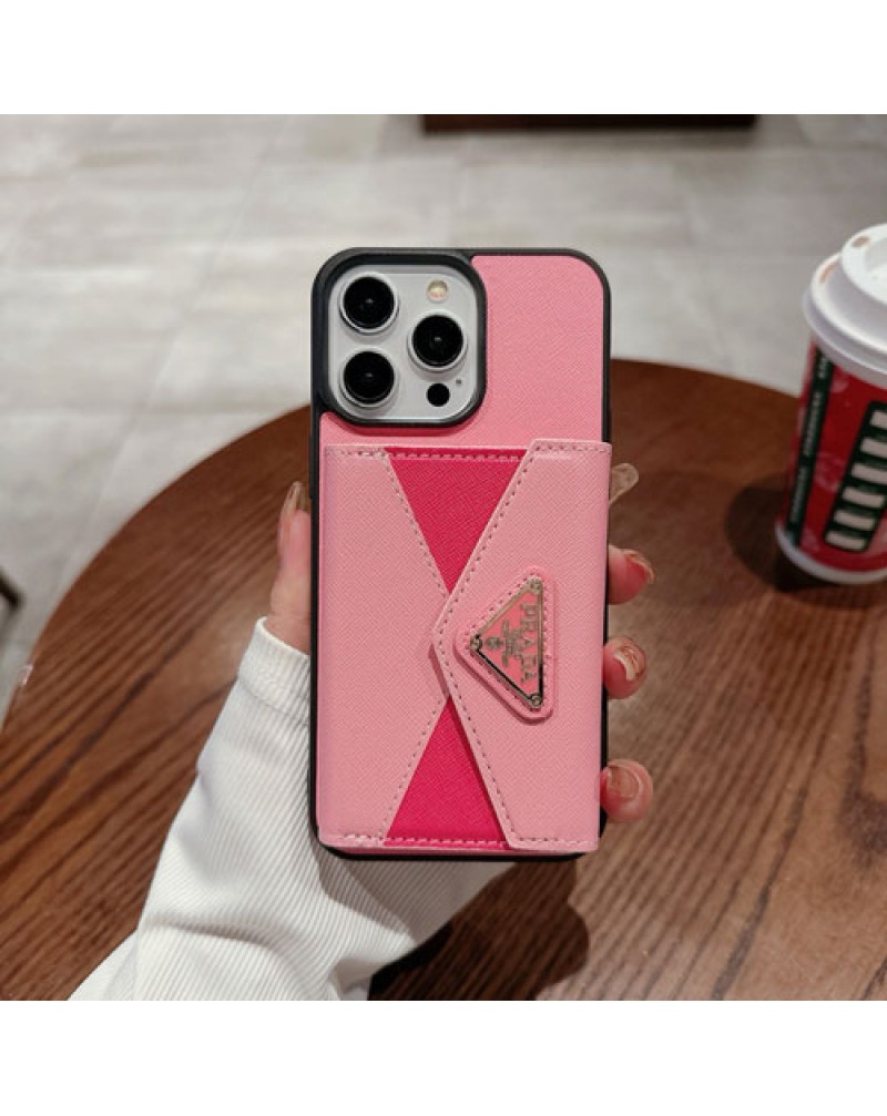 プラダ iphone16 pro max/15 pro maxケースカード収納 prada iphone15pro 14proケース混色高級ブランドgalaxy s24/s23 ultra/s22ultra保護ケースシンプルアイフォン13プロ保護ケース