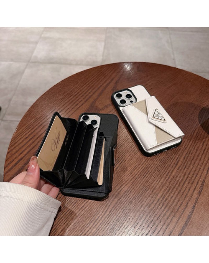 プラダ iphone16 pro max/15 pro maxケースカード収納 prada iphone15pro 14proケース混色高級ブランドgalaxy s24/s23 ultra/s22ultra保護ケースシンプルアイフォン13プロ保護ケース