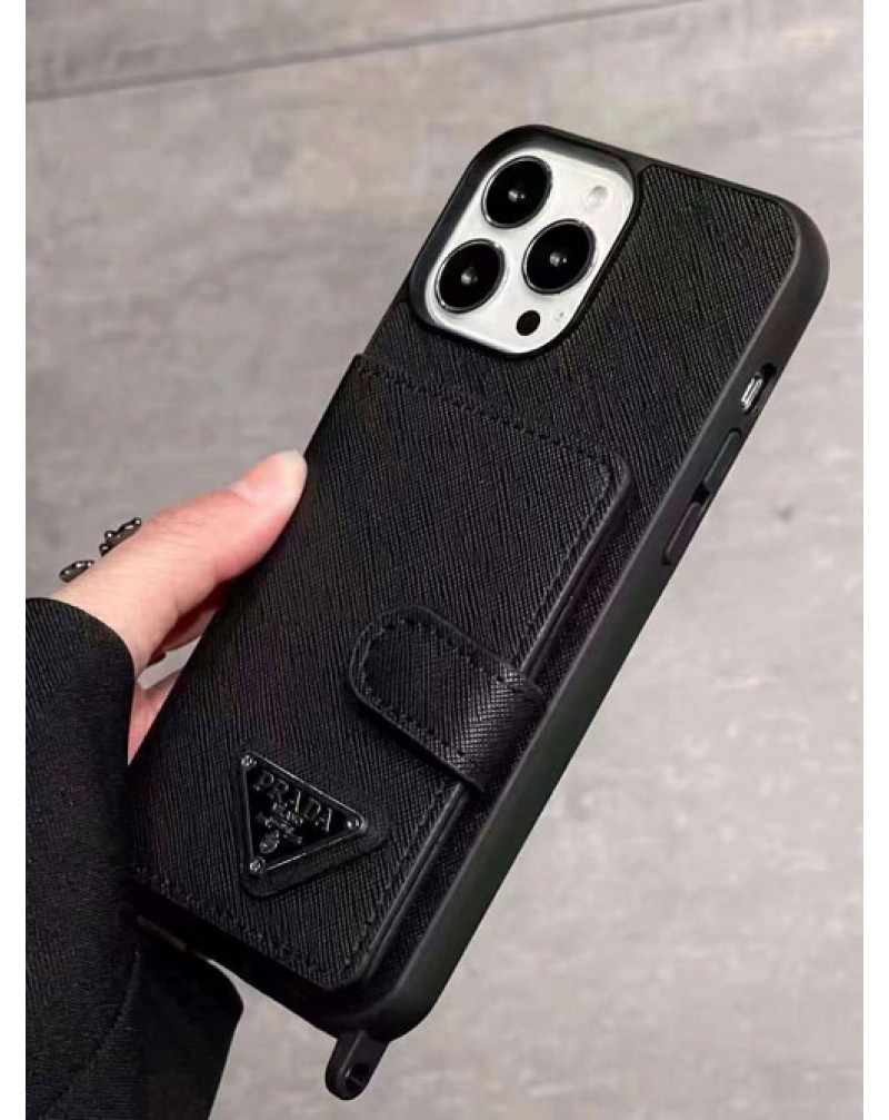プラダ iphone16 pro/15 pro max保護ケースカード入れiphone15プロケースprada iphone14 pro maxケースショルダーアイフォン13 proカバー高級簡約iphone12pro携帯ケース