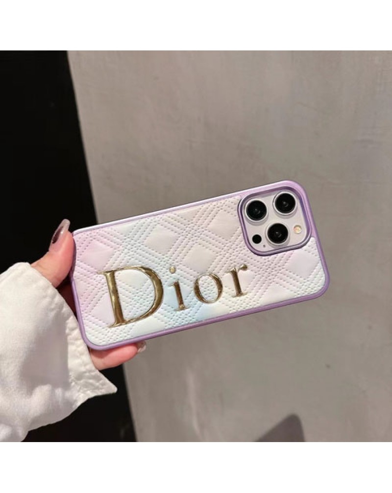 ディオール iphone15 pro max保護ケースハイブランド iphone14 proカバー金色ロゴ iphone13 proカバーDIOR iphone12プロ保護ケース高級カラフル皮製