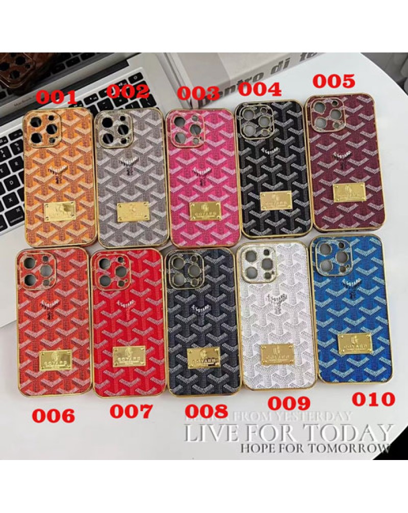 ゴヤール iphone 16pro/15 proケースブランドアイフォン15プロマックスケース個性Y字iphone14 pro max保護ケース潮流アイフォン13プロケースメッキ高級感iphone12proカバー耐摩擦